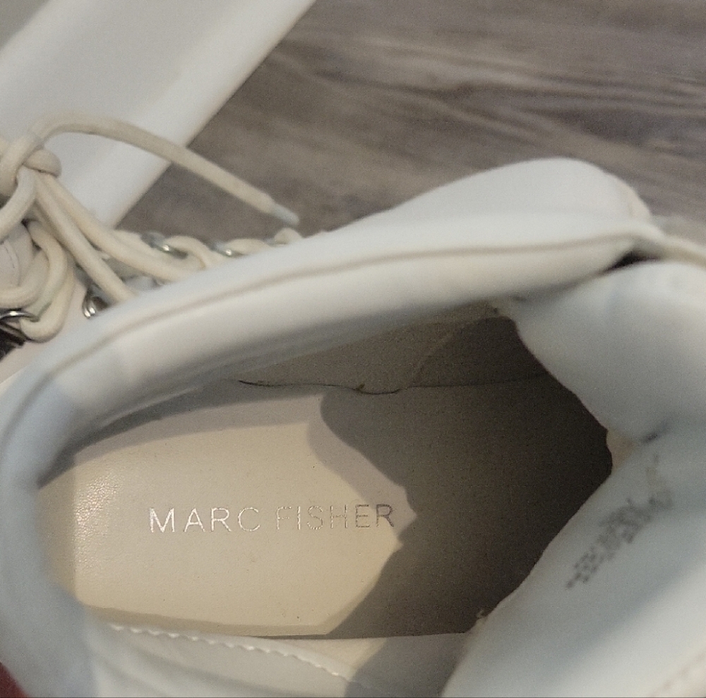 Marc Fisher Women's White Combat Boots Style Lace-Up Ankle Boots Size 8.5M - Picture 3 of 7